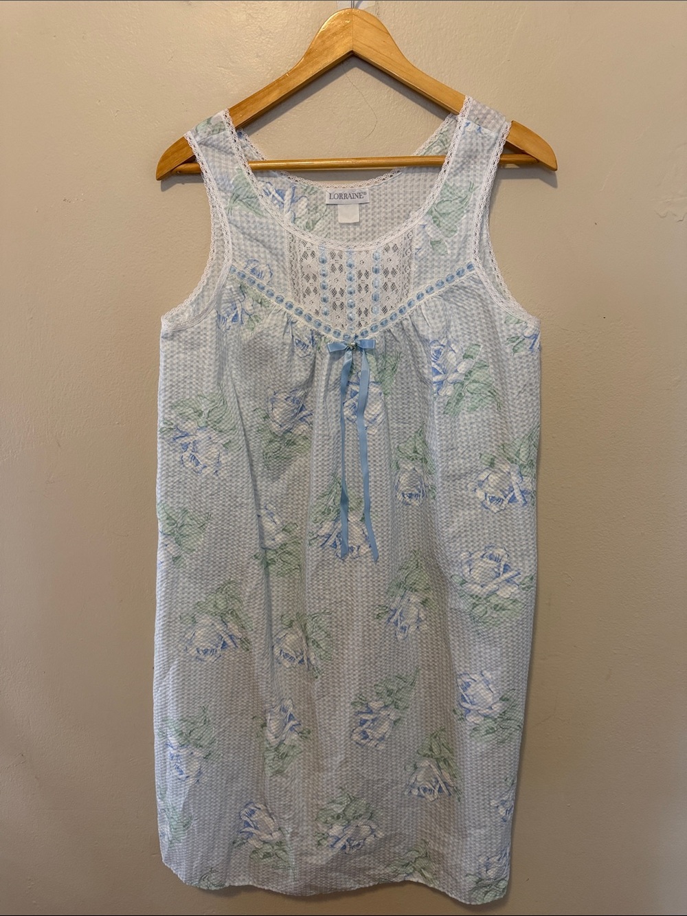 Lorraine Light Blue Floral Cotton Midi Nightgown